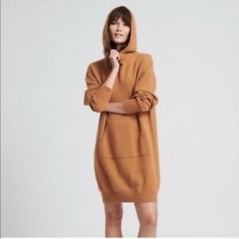 Naadam - Hooded Sweater Dress- Camel - Size L